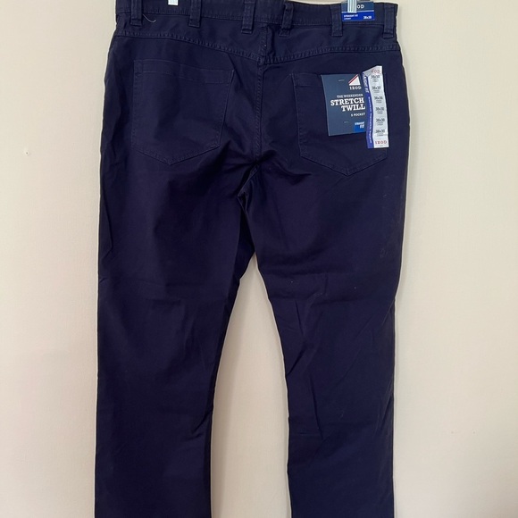 IZOD Mens Stretch Twill Pants Straight Fit  Weekender 5 Pocket Navy 38X30 Casual - Picture 7 of 16